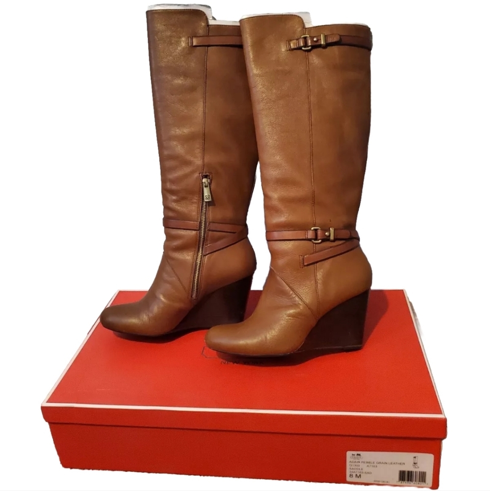 Coach Adair Pebble Grain Leather Saddle Boots Size 8👢